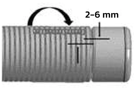 油門拉索自由行程量測圖,標示 2 至 6 mm